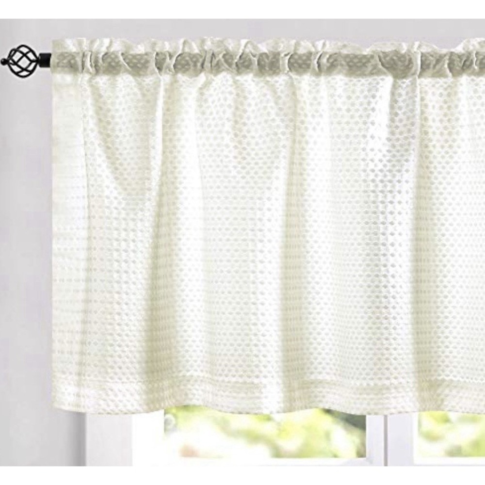 Ivory Tier Cafe Curtains 24" Water Repellent Short Half Window Curtains 1 Pair